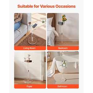 Modern Acrylic Drink & Cake Table Stand Clear <b>Round</b> Top with Solid <b>Post</b> Transparent Side Desk for Restaurant Use - Product Image 6