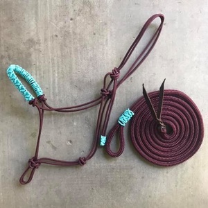 Western Style Green Rope Halter with Matching Color <b>Lead</b> Rope Heavy Duty <b>Training</b> Tack with Custom LOGO - Product Image 6