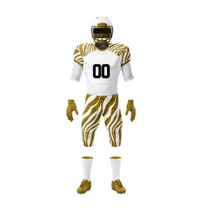 ชุดยูนิฟอร์มอเมริกันฟุตบอลยอดนิยม ทันสมัย สวมใส่สบาย ระบายอากาศได้ดี ผลิตจากโพลีเอสเตอร์ ดีไซน์ล่าสุด คุณภาพดีที่สุด รับสั่งทำโลโก้และสีตามต้องการ - Product Image 4