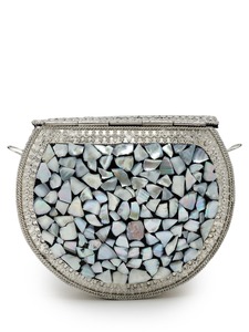 Excellente pochette en pierre Design de luxe Sacs faits à la main Argent Soirée Designer Prêt à expédier Sa Résine Laiton Mosaïque avec Métal Par FWE - Product Image 4