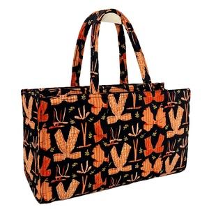 Bolso de Mano Plegable Ecológico con Estampado Naranja y Negro para Mujer, Bolso Tote de Tela de Algodón Resistente con Cierre, Elegante y Espacioso para la Playa - Product Image 1