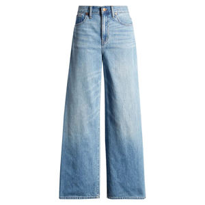 Jeans pour femmes sur mesure, coupe droite, taille haute, délavé clair, style vintage, en gros - Product Image 5