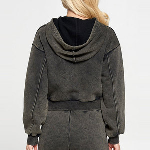 Sudadera Corta con Capucha para Mujer, Estilo Moderno, Algodón y Felpa, Talla Grande, Ropa Casual Urbana, MOQ Bajo, OEM, ODM, Venta al Por Mayor - Product Image 6