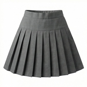 Women Pleated Mini <b>Skirt</b> <b>Elastic</b> Waist Solid Color Gray Casual All Seasons Woven Polyester Comfortable Style - Product Image 6