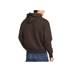 Sweat-shirt à capuche pour homme, marron foncé, coupe classique, en molleton de coton, pull décontracté avec poche avant, vêtement d'automne - Product Image 2