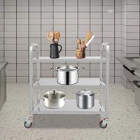 Chariot de service de nourriture d'hôtel en acier inoxydable à 3 niveaux multifonctionnel pour salle à manger