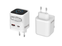Chargeur mural rapide 70W GaN AI avec écran, câble USB-C rétractable intégré, adaptateur secteur pour téléphone, ordinateur portable, chargeur de voyage