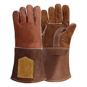 OEM Welder Gloves Supplier Cheap Goatskin Cowhide Leather Heat Resistant Safety Hand Work TIG Argon Welding Gloves - Product Image 1