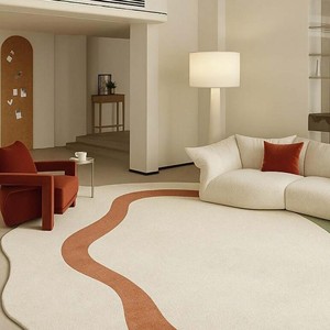 Tapis d'appoint abstrait tufté à la main de luxe, moderne, blanc et vert, en laine douce, pour salon, chambre et décoration intérieure - Product Image 2