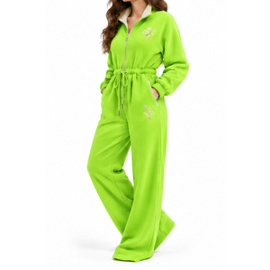 Combinaison en polaire pour femme EAZWEARS, taille élastique, commande en gros, prête pour la production personnalisée en gros, services de qualité OEM - Product Image 1