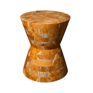 Table d'appoint en racine de teck artisanale ARTERRA Premium - Motif grain naturel rustique, artisanat écologique, style antique pour salon - Product Image 1