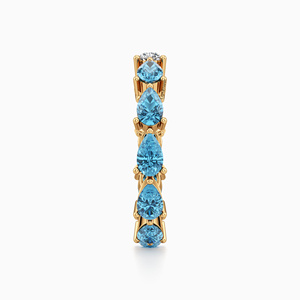 Bague Éternité de Luxe pour Femme avec Pierre Précieuse Bleue Taille Poire, Sertie de Plusieurs Pierres, en Or 10K 14K 18K et Argent 925 935 - Product Image 3