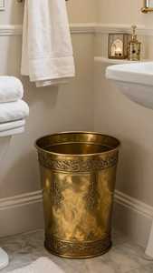 Cylindrical Luxury bathroom Waste <b>Bin</b> With <b>Lid</b> On Top Modern Design Interior Decoration Metal Trash Container Dust <b>Bin</b> For home - Product Image 4