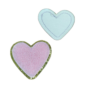 Parche de fieltro no tejido con forma de corazón personalizado, termoadhesivo o para coser, con borde de purpurina dorada para ropa, sombreros, bolsos, decoración de regalos. - Product Image 6