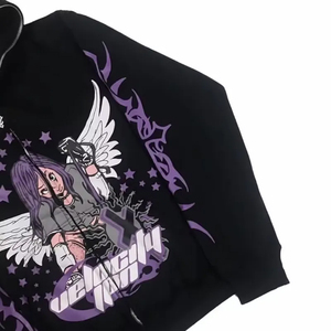 Sweat-shirts à capuche zippés Y2K originaux OEM, avec impression graphique personnalisée et broderie, unisexe, tenue décontractée, coton doux - Product Image 3