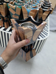 Brûleur d'encens artisanal en bois d'acacia et résine époxy 100% naturel pour la maison et l'hôtellerie, usage religieux islamique - Product Image 3