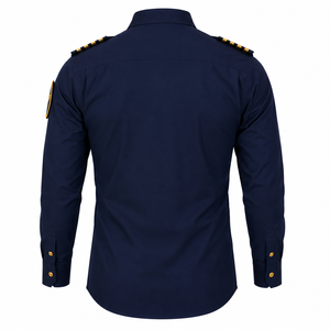 Chemise d'uniforme formelle bleu marine personnalisée 2026 avec épaulettes, en polyester/coton de qualité supérieure, tenue de travail pour hommes toutes saisons - Product Image 2