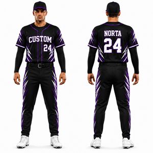Conjunto de Pantalones Deportivos Sublimados con Patrón Geométrico Lineal Blanco y Negro, Uniformes de Béisbol de Poliéster para Equipos - Product Image 1