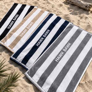 Serviette de plage classique à rayures, bicolore, pour piscine, imprimée sur mesure, textile d'été, surface douce au toucher, grande taille, design élégant - Product Image 6