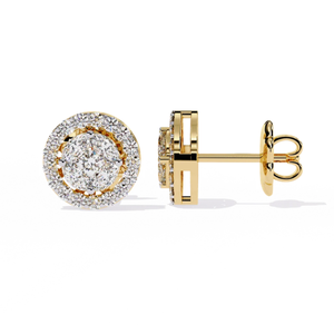 Boucles d'oreilles AJRETAIL avec halo de diamants naturels de 1,51 ct - Or 14 carats, style ethnique, couleur HI, clarté VS-SI, certifiées - Product Image 4