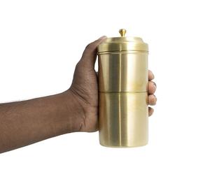 Filtre à café en laiton finition mate avec piston, ensemble de cafetière traditionnelle sud-indienne pour la maison, la cuisine et les cadeaux - Product Image 5