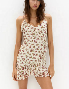 เดรสทรงบอดี้คอนลำลองสวมใส่สบายสำหรับผู้หญิง คุณภาพสูง ผลิตตามแบบ OEM ปี 2025 ลายดอกไม้ลูกไม้สั้น เอวธรรมชาติ ระบายอากาศได้ดี - Product Image 2