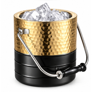 Seau à glace en cuivre à double paroi isolé avec couvercle, bac à vin en acier inoxydable martelé, refroidisseur de boissons pour bar et hôtel - Product Image 6