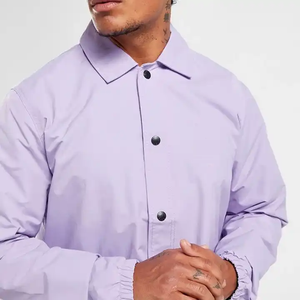 Lavender Lightweight Casual Coach Jacket Windbreaker Snap <b>Button</b> Front Minimalist Style Spring Outerwear Gear - Product Image 5