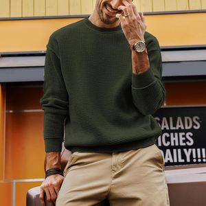 Pull-over en coton mélangé anti-rétrécissement, couleur chinée, coutures contrastées, séchage rapide, personnalisable sur le devant, basique d'hiver de haute qualité - Product Image 4