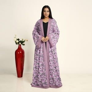 Abaya Larga de Gasa Estampada para Mujer, Estilo Cardigan Árabe Abierto por Delante, Moda Islámica, Atuendo de Oración, ODM, Ramadán - Product Image 1