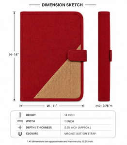 AMANI Red Jute Business Organizer with <b>Tablet</b> Pocket and <b>Pen</b> Holder H-14" W-11" Made in West Bengal - Product Image 2