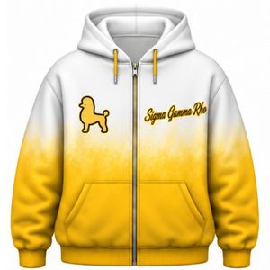 เสื้อฮู้ดโอเวอร์ไซส์สีขาวทองลายมัดย้อม Sigma Gamma Rho สำหรับผู้หญิง ลายกราฟิกสมาคมนักศึกษากรีก เสื้อพูลโอเวอร์ลำลองสตรีทแวร์แบบสั่งทำได้ - Product Image 1