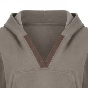 Wholesale Custom Logo Women's Hooded Sweatshirt Solid Color Full Sleeve Knitted Breathable Autumn Wear Short Length Unlined - Product Image 5