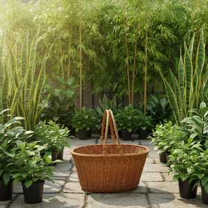 Panier de rangement en rotin tressé pour usage domestique - Panier décoratif artisanal en rotin tressé pour fleurs fraîches au meilleur prix en Inde - Product Image 5