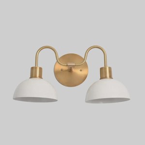 Applique murale moderne en laiton avec abat-jour blanc en forme de dôme, éclairage intérieur pour salle de bain, décoration intérieure - Product Image 2