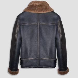 แจ็กเก็ตบอมเบอร์หนัง Shearling สำหรับผู้ชาย,แจ็กเก็ตขนแกะเทียมให้ความอบอุ่นในฤดูหนาวผ้าเชอร์ปาหนังแกะสไตล์วินเทจใหม่ปี B-3 - Product Image 6