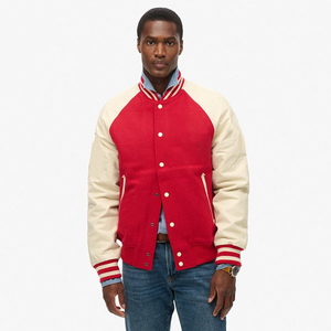 <b>Men</b> Casual <b>Long</b> Sleeve Varsity <b>Jacket</b> Standing Collar Knitted Plain Dyed Breathable Windproof Winter Custom Logo High Quality - Product Image 4
