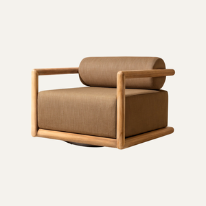 Modern Solid Teak Wood <b>Accent</b> <b>Chair</b> Upholstered Fabric Armchair for <b>Living</b> <b>Room</b> and Hotel Furniture - Product Image 4