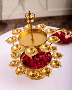Metal Circular <b>Candelabra</b> With Diya Holders For Religious Activities And Festive Decorations - Product Image 3