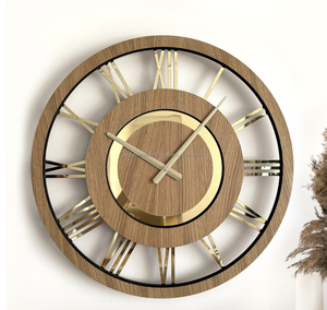 Horloge murale numérique ronde Horloge murale grand écran Décoration de la maison Horloge murale ronde en bois pour la décoration de salon - Product Image 4