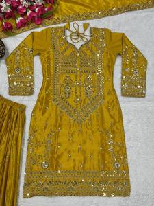 Ensemble chemise à manches longues, dupatta, salwar kameez, mariée, indien, pakistanais, dernière mode 2025, élégant, fantaisie, robe de soirée de mariage - Product Image 4