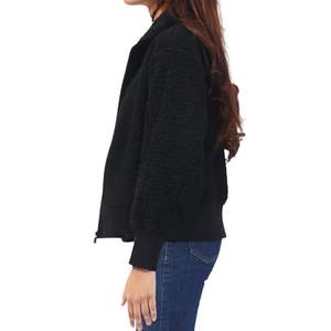 Veste polaire classique noire pour femme, chaude, en sherpa, avec fermeture éclair intégrale, pour l'extérieur, style streetwear, OEM ODM - Product Image 3