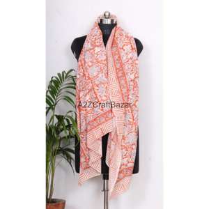 Cotton Hand Block Printed Floral Sarong Pareo Bikini Cover Up Beach <b>Wrap</b> Scarf Lightweight Soft Women Wholesale Fashion - Product Image 2