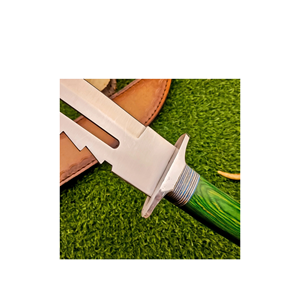 Couteau de camping Bowie avec lame en acier inoxydable, manche en bois dur, renfort en acier et bord partiellement dentelé, lame fixe pour l'extérieur - Product Image 5