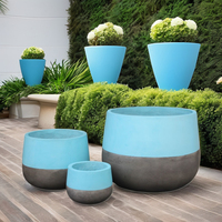 Ensemble de pots à fleurs en béton écologiques modernes gris et rose pour l'extérieur, la maison et le jardin, design minimaliste pour fleurs et plantes vertes