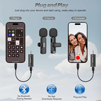 Microphone Lavalier Sans Fil Portable Mini Clip-on pour Enregistrement, Faible Latence, Réduction du Bruit, USB-C pour iPhone et Android