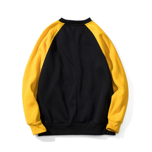 Sweat-shirt à col rond pour homme, noir et jaune, manches raglan, pull décontracté, vêtements de sport, logo personnalisé, polaire léger, haut d'entraînement - Product Image 2