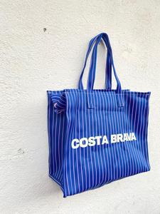 reycled nylon Striped PP Woven Beach <b>Tote</b> Bag Medium Size Top Handle Reusable Shopping Bag - Product Image 4
