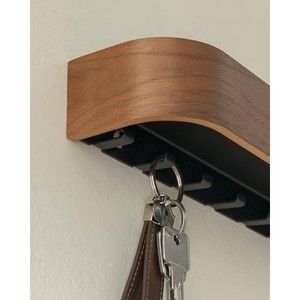 Walnut Wood <b>Key</b> Holder with Mirror | Contemporary Wall Mount | Wholesale - Product Image 6