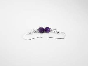 Pendientes Colgantes de Amatista con Alambre de Plata de Ley, Gema Morada, Diseño Espiga, Joyería de Regalo, Nikhil Gems NG-033, de Moda - Product Image 4